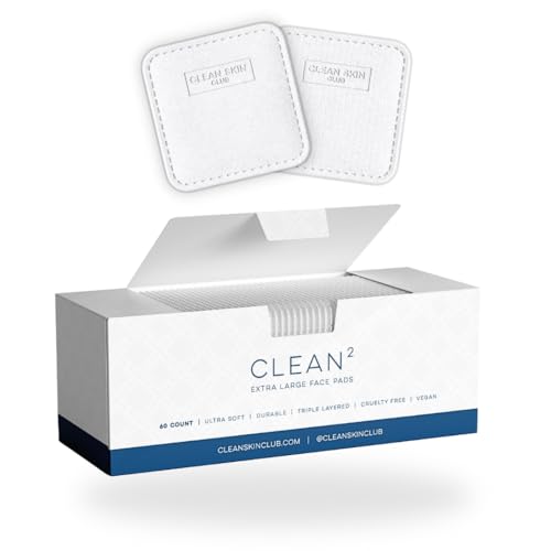 Clean Skin Club Clean² Pads 2.0 [NEW & IMPROVED EDGES] Guaranteed Not to Shed & Tear Face Pads, Unique Triple Layers, Textured & Ultra Soft Side, Organic Disposable Cotton, Pair with Makeup Remover