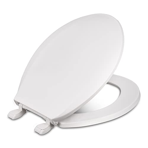 Centoco Toilet Seat Round, Closed Front with Cover, Residential, Plastic, Made in the USA, 1200-001, White