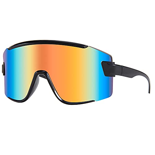 Karsaer Vision Big Shield Wraparound Sunglasses Rave for Men Women Neon Sun Visor Glasses Cycling Ski Shades 80s 90s