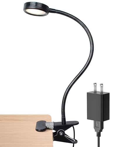 LEPOWER Clip on Light/Reading Light/Book Light Color Changeable/Night Light Clip on for Desk, Bed Headboard and Computers (Black)
