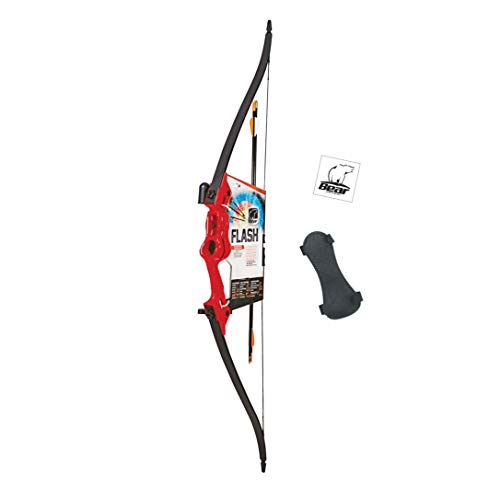 Bear Archery Flash Bow Set for Youth, Ambidextrous, Red