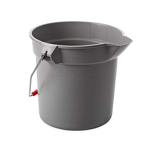 Rubbermaid Commercial Products Brute Heavy-Duty Round Bucket, 10-Quart, Gray, Corrosive-Resistant Pail with Handle for Cleaning/Material Transport, 2.5 Gallon