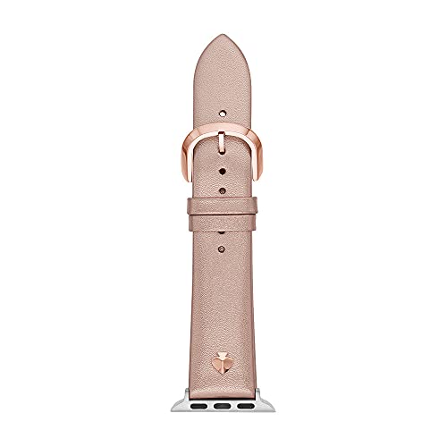 Kate Spade New York Leather Band for 38/40/41mm Apple Watch Series 1-8, Color: Rose Metallic, Rose Gold (Model: KSS0044)
