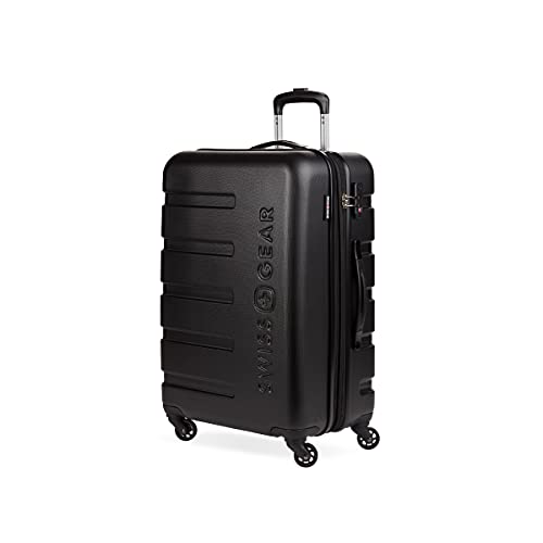 SwissGear 7366 Hardside Expandable Luggage with Spinner Wheels, Black, Checked-Medium 23-Inch