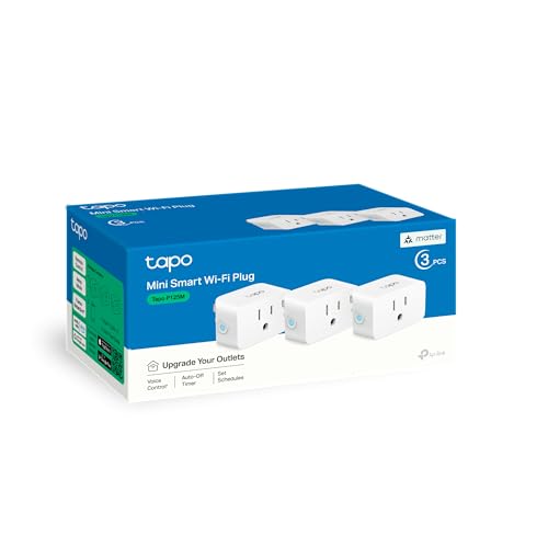 TP-Link Tapo Matter Supported Smart Plug Mini, Compact Design, 15A/1800W Max, Super Easy Setup, Works with Apple Home, Alexa & Google Home, UL Certified, 2.4G Wi-Fi Only, White, Tapo P125M(3-Pack)