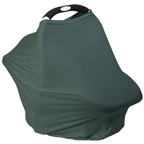 Breathable Car Seat Cover for Babies – Multi-Purpose Soft Rayon Nursing Cover for Breastfeeding, High Stretchy Infant Carseat Canopy, Stroller Cover (Roman Green)