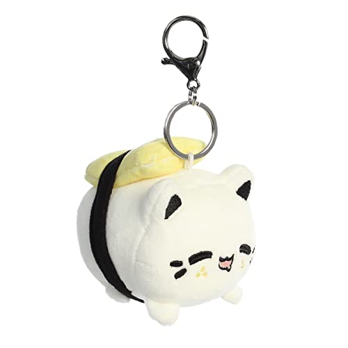 Aurora Enchanting Tasty Peach Tamago Sushi Meowchi Keychain Stuffed Animal - Bright & Colorful Design - Showpiece Plush - White 3.5 Inches