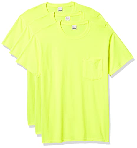 Hanes Men's Workwear Short Sleeve Tee (2-Pack), Safety Green, Large