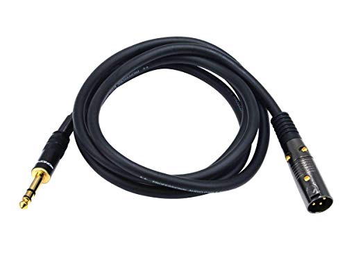 Monoprice XLR Male to 1/4-Inch TRS Male Cable - Gold Plated, High Fidelity and Eliminate Noise in the Recording Studio and On Stage, 16AWG, 6 Feet, Black, 6Ft