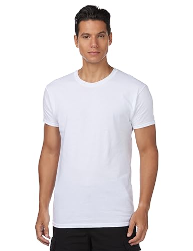 Hanes Cotton Undershirts, Moisture-Wicking Crew Tees, Multi-Packs Available, 3 Pack-White, Size Medium
