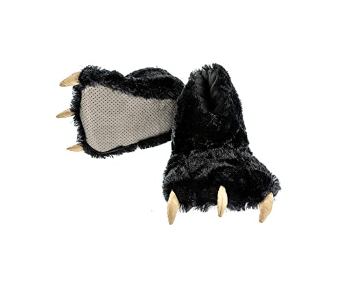 Lazy One Animal Paw Slippers for Kids and Adults, Fun Costume for Kids, Cozy Furry Slippers, Bear, Monster, Panther (Black, X-Large)