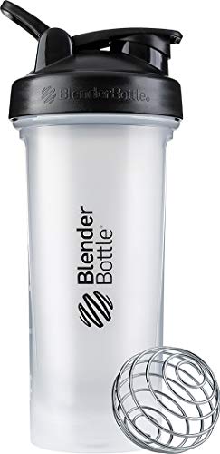 BlenderBottle Classic V2 Shaker Bottle Perfect for Protein Shakes and Pre Workout, 28-Ounce, Clear/Black