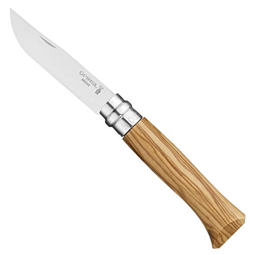 Opinel No.08 Stainless Steel Folding Knife with Olive Wood Handle