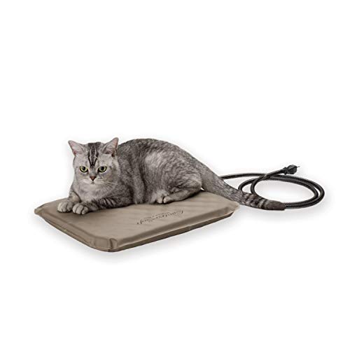 K&H Pet Products Lectro-Soft Outdoor Heated Pet Bed for Outdoor Cat House for Winter Insulated Waterproof, Chew Resistant Cord, Electric, Thermostatically Controlled, Orthopedic - Tan Small 18'x14'