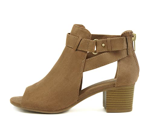 CITYCLASSIFIED City Classified Women's Shoes Invest Suede Peep Toe Ankle Fashion Boots,Tan,7.5