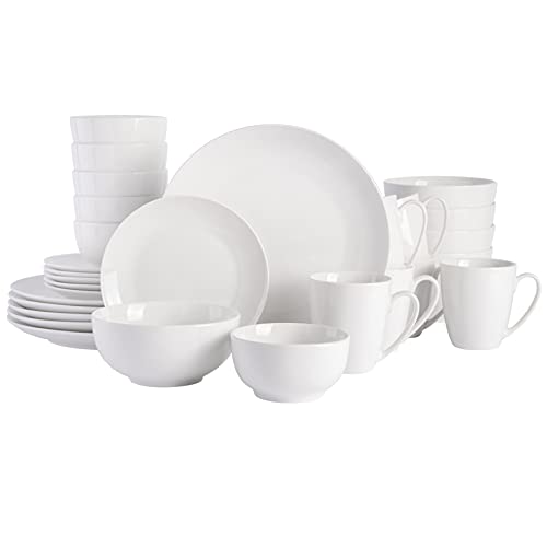 Gibson Home Zen Buffet Porcelain Dinnerware Set, Service for 6 (30pcs), White (Coupe)