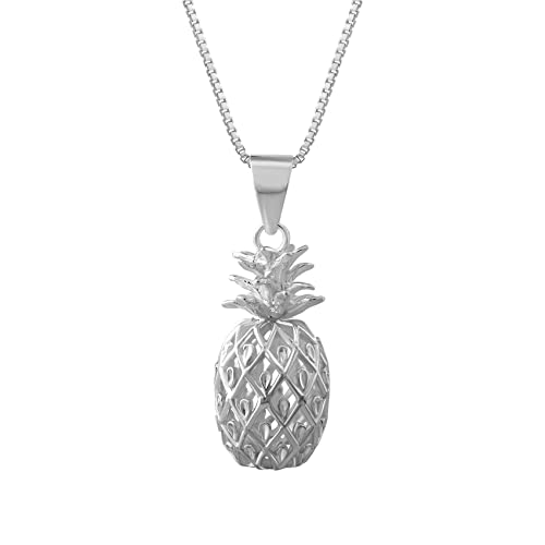 Sterling Silver Medium Pineapple Pendant Necklace, 16+2' Extender