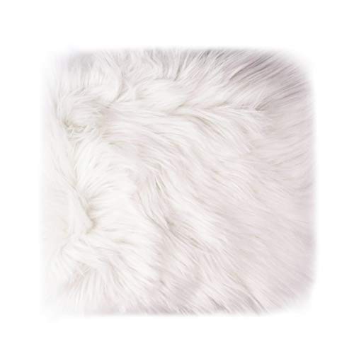 12’’ Small Faux Fur Sheepskin Cushion Soft Plush Area Rug, White Photo Background for Small Product Desktop Photography, Jewelry, Watches, Cosmetics, Ornament, Nail Art, Display and Decor (Square)