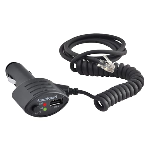 Escort SmartCord USB, Half Straight Half Coiled Cord with USB Port for Charging, Works with All Current Generation Escort Windshield Mounted Detectors and Apple and Android Devices, Black