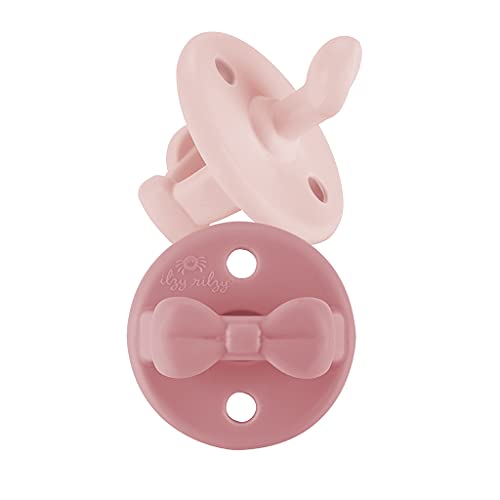 Itzy Ritzy Sweetie Soother Silicone Orthodontic Pacifiers with Collapsible Handle & Two Air Holes for Added Safety, Set of 2 in Ballet Slipper & Primrose, for Ages 6-18 Months,OSP8324618