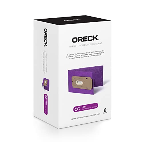 Oreck Type CC HEPA Upright Vacuum Cleaner Bag, AK1CC6H, 6-Pack, Purple