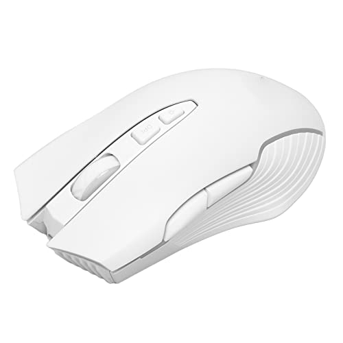 Wireless Gaming Mouse, 6400DPI 2.4Ghz Pro Optical Sensor Gaming Mechanical Mouse with 6 DPI Levels, RGB Color Backlight, Built in Rechargeable Battery, Ergonomic Design, Plug & Play(White)