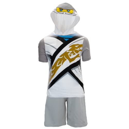 LEGO Ninjago Boys Ninjago Costume Short and Matching Costume Hooded T-Shirt (White, Size 8)