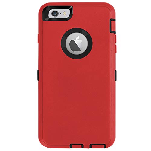 AICase iPhone 6 Plus Case,iPhone 6S Plus Case [Heavy Duty] Built-in Screen Protector Tough 4 in 1 Rugged Shockproof Cover for Apple iPhone 6 Plus / 6S Plus (Black/Red)