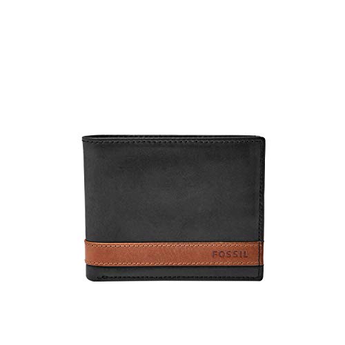 Fossil Men's Quinn Leather Bifold with Flip ID Wallet, Black, (Model: ML3644001)