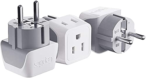 Ceptics Belgium, Finland, Spain Travel Adapter Plug - Type E/F - European - 2 In 1 - Light Weight - Perfect for Cell Phones, Chargers, Cameras and More (3 Pack)