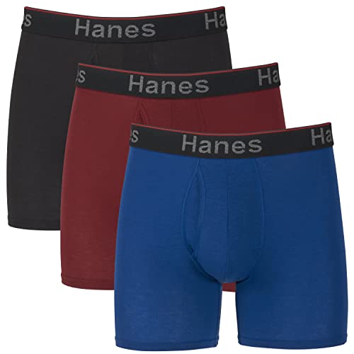 Hanes Total Support Pouch Men's Boxer Briefs Pack, Anti-Chafing, Moisture-Wicking Underwear, Odor Control (Reg or Long Leg), XX-Large