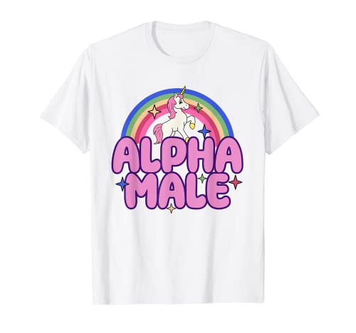 Alpha Male Unicorn Funny Sarcastic Ironic Weird Y2K Humor T-Shirt