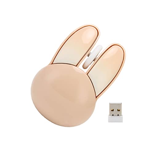 Gugxiom M6 Wireless Mouse Cream Color Mouse Wireless, 2.4GHz Rabbit Mouse USB Wireless Mouse, Small Lightweight Maiden Cute Wireless Mouse Ergonomics (Cream Color)