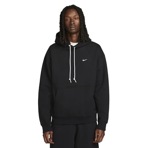 Nike Solo Swoosh Men's Fleece Pullover Hoodie (Medium, Black/White)