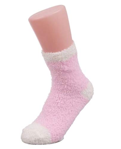 Snugadoo Too Ladies''Super Soft' Adult Fuzzy Socks (9-11), Light Pink with White Heel/Toe)