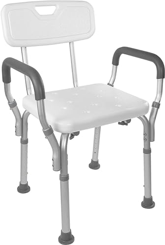 Vaunn Shower Chair Bath Seat with Padded Arms, Removable Back and Adjustable Legs for Bathtub Safety and Supports Weight up to 350 lbs