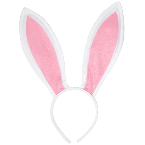 Funcredible Easter White Bunny Ears Headband - Rabbit Ears Headband - Easter Bunny Costume Accessories - Bendable Bunny Ears for Kids and Adult