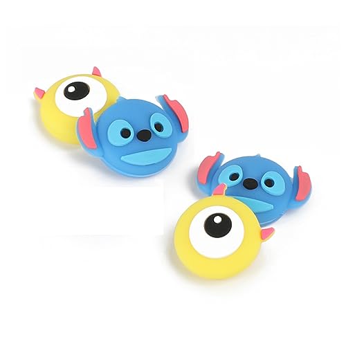 PERFECTSIGHT Cute Switch Thumb Grip Cap Compatible with Nintendo Switch OLED Joycon/Lite, 4PCS Cartoon Joystick Caps, Kawaii Skin Grips Button Stick Cover Controller 3D Analog Kit (Stitch & Mike)