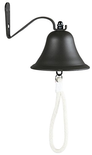 Upstreet Outdoor Bell & Indoor Dinner Bell/Made of Black Large Bell, Cast Iron Bell, Ideal for Wall Mounted Bell, Bracket Mounts Metal Dinner Bell and Hanging Bell for Home, School or Church