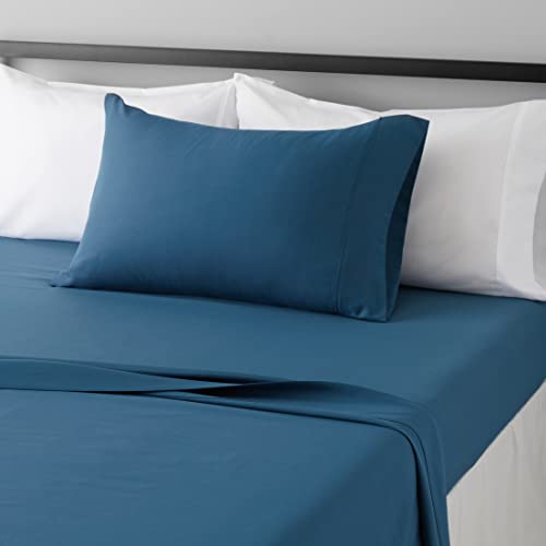 Amazon Basics Lightweight Super Soft Easy Care Microfiber 3-Piece Bed Sheet Set with 14-Inch Deep Pockets, Twin, Dark Teal, Solid