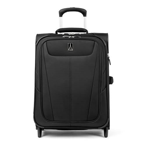 Travelpro Maxlite 5 Softside Expandable Upright 2 Wheel Carry on Luggage, Lightweight Suitcase, Men and Women, Black, Carry On 20-Inch