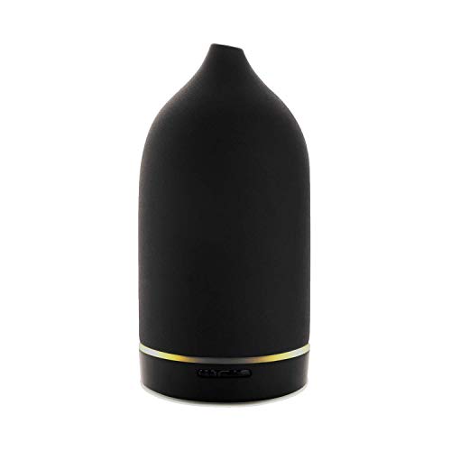 Toast Living CASA Handcrafted Ultrasonic Fragrance Essential Oil Diffuser for Aromatherapy, Ceramic Cover, Black Stone 100ml Capacity
