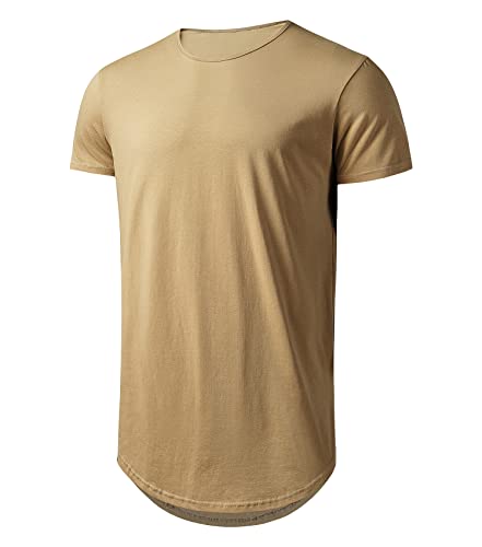 Athlemon Mens Long Shirts for Men Extra Long T Shirts Bylt Basics Mens t-Shirts Longline Hipster Reflective Line Scallop Tees