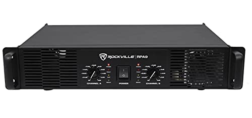 Rockville 3000 Watt Peak / 800w RMS 2 Channel Power Amplifier Pro/DJ Amp (RPA9), 18.97 x 13.97 x 3.54 inches