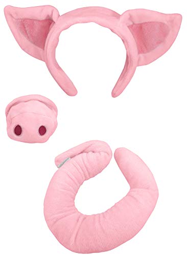 Nicky Bigs Novelties Unisex Adult Pig Ears Headband Nose and Tail Accessory Set, Pink, One Size
