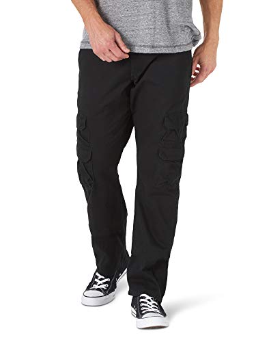 Wrangler Authentics Men's Premium Relaxed Fit Straight Leg Cargo Pant, Black, 38W X 32L