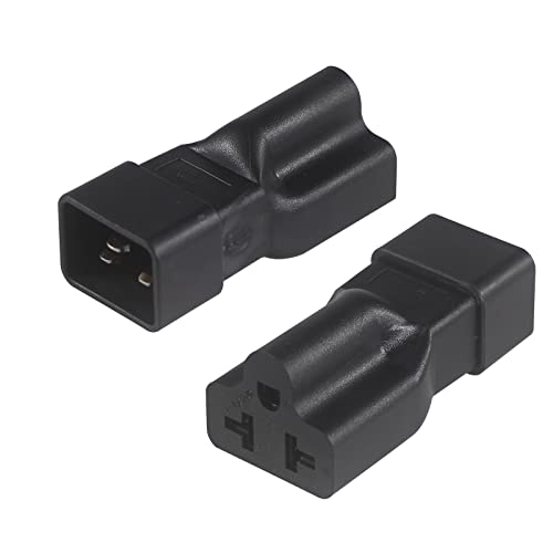 QIUCABLE IEC to NEMA Adapter,5-15R to C20,5-20R to C20,6-15R to C20,6-20R to C20;IEC 320 C20 Male to 4-in-1 Nema 5-15R/20R 6-15R/20R Female,T Blade Plug Adapter,Power Converters Comb Adapter(2-Pack)