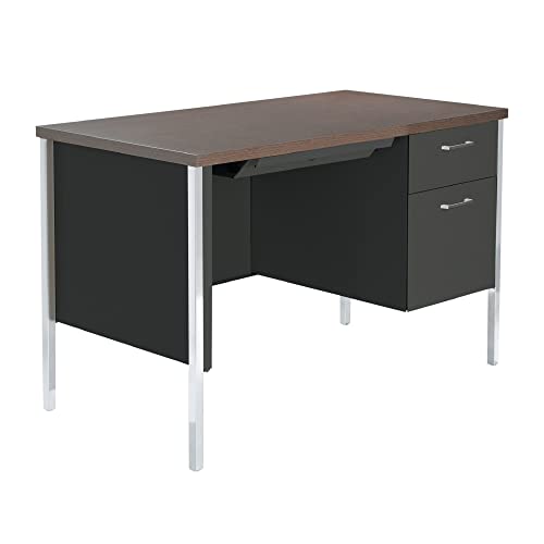 Alera ALESD4524BM 45.25 in. x 24 in. x 29.5 in. Single Pedestal Steel Desk - Mocha/Dark