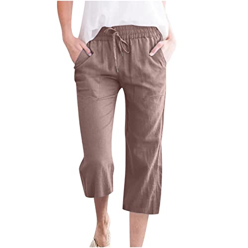 Aboser Sales Today Linen Pants Women Casual Drawstring Sweatpants Baggy High Waisted Trousers Loose Beach Lounge Joggers with Pockets Pants for Women 2024