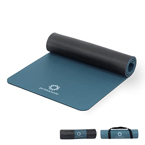 Primasole Yoga Mat Eco-Friendly Material 1/2'(10mm) Non-Slip Yoga Pilates Fitness at Home & Gym Twin Color Jango Green/Black PSS91NH075A